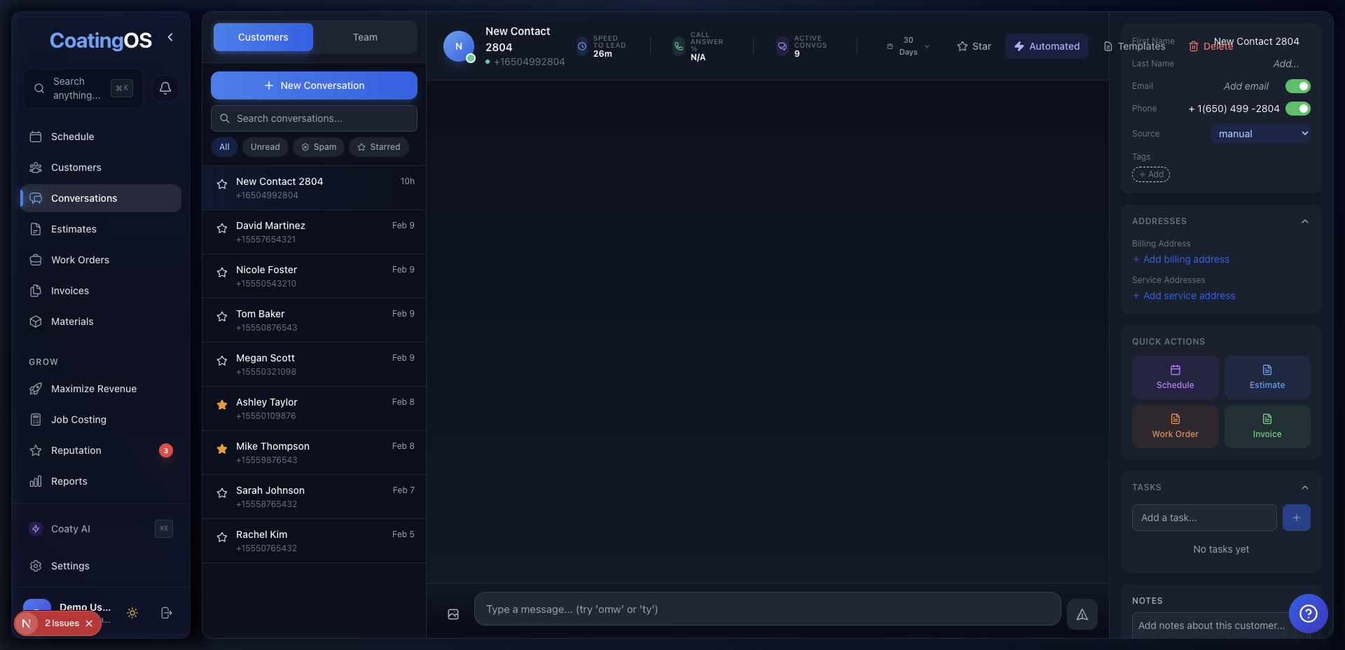 CoatingOS 2-Way Conversations