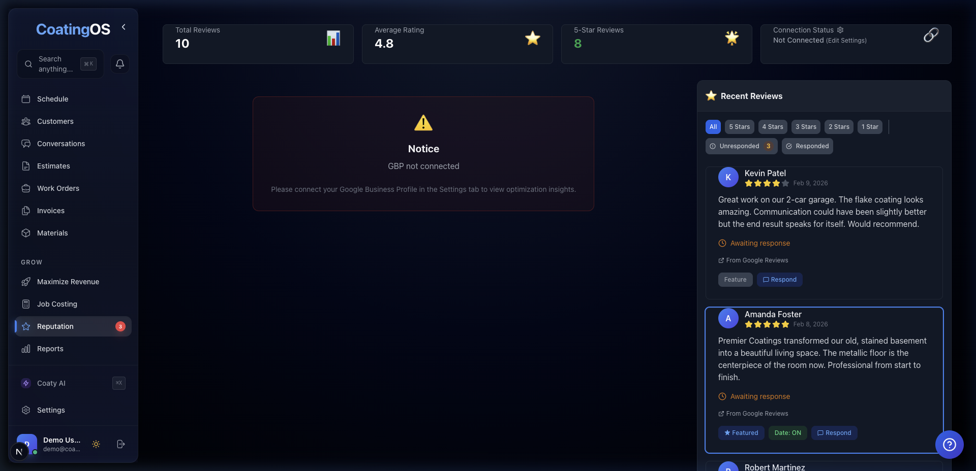 CoatingOS Reputation Management